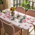thumbnail image 3 of Happy Easter Table Cloths for 5 Foot Rectangle Tables, Pink Spring Gnomes Eggs Flower Branch Rabbit Patio Waterproof Elastic Fitted Tablecloths, Washable Rectangular Table Cover for Camping, 3 of 8