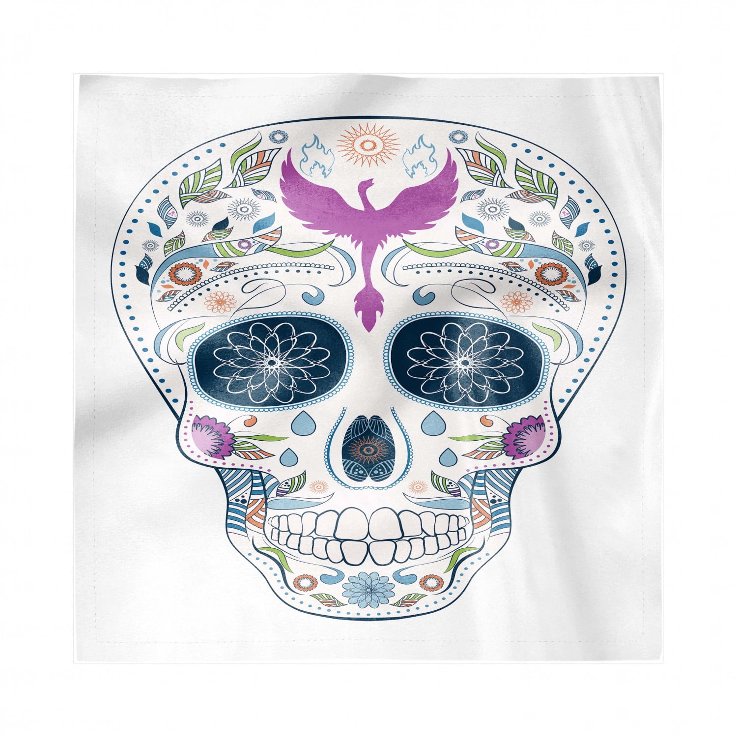 Sugar Skull Napkins Set of 4, Traditional Mexican Skull Ornamented with