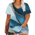 thumbnail image 1 of Puntoco Liquidación de blusas cortas para mujer, camiseta básica de verano de color sólido con cuello en V y manga corta con estampado de talla grande para mujer, 1 of 5