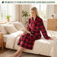 thumbnail image 6 of PAVILIA Checker Red Women Robe Fleece Plush Soft, Fluffy Fuzzy Cozy Warm Lightweight Bathrobe, Shower Spa House Long Robe for Women, L/XL, 6 of 10