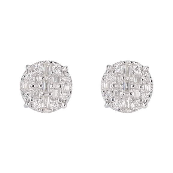 KIJ 0.52 Carat Round Moissanite Stud Earrings,Hypoallergenic Rhodium Plated 925 Sterling Silver VVS1 Simulated Diamond Gra Certified Gifts for Men Women