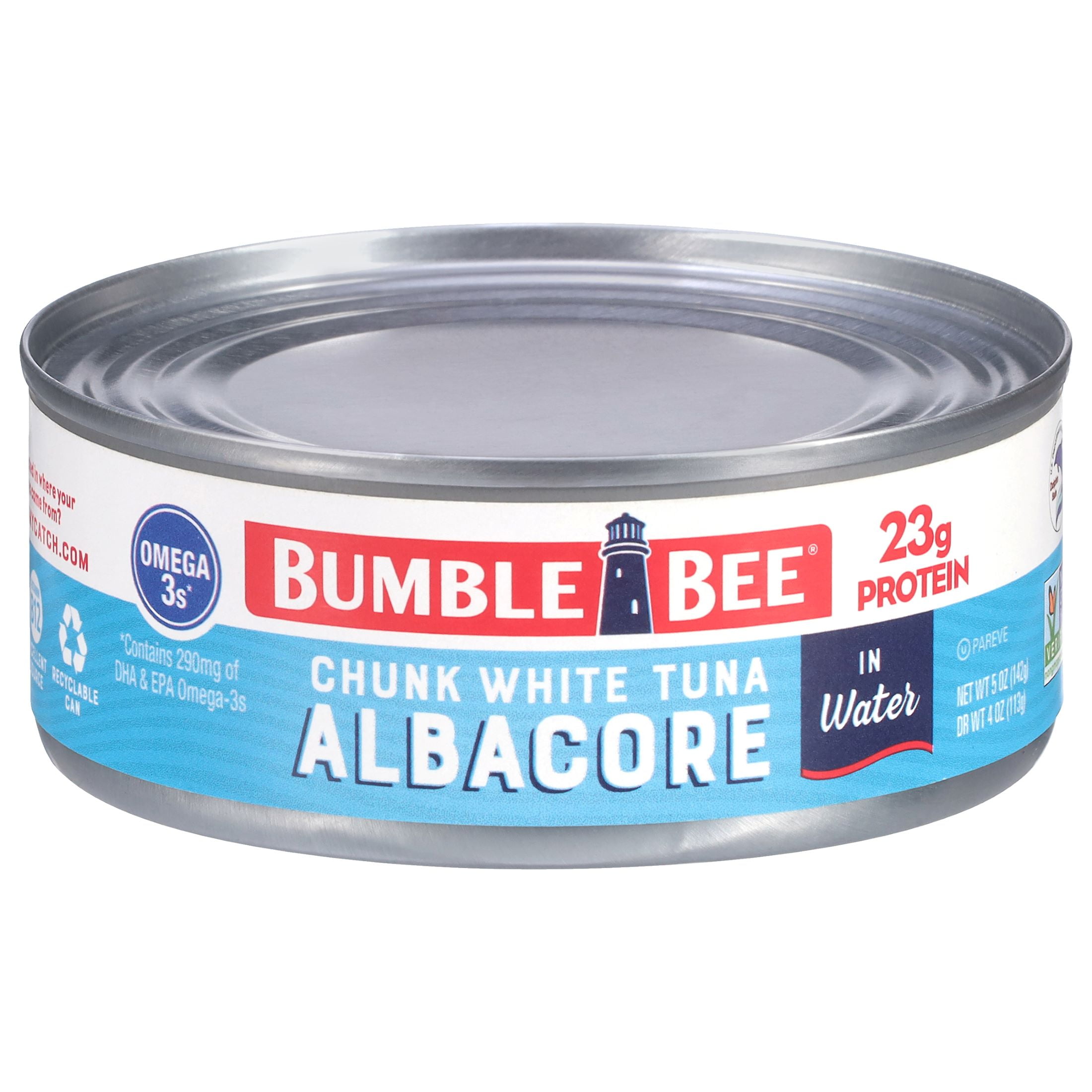 (24 pack) Bumble Bee Chunk White Albacore Tuna in Water, Wild Caught, Gluten Free, 23g Protein per Serving, Shelf Stable Can, 5 oz