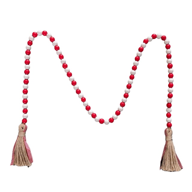Xihbxyly Juego de Cuentas de Madera con Forma de Corazón, Cuentas Preperforadas con Cuerda de Yute, Guirnalda de Borlas para Manualidades, Decoración de San Valentín, 145 Cm de Largo, 84 Cuentas Incl