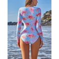 thumbnail image 4 of Charmo V Neck Rash Guard for Women One Piece Bathing Suits Tummy Control Long Sleeves Monikini Swimsuit, 4 of 6
