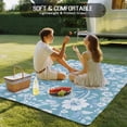 thumbnail image 4 of Blue Floral Outdoor Rug 5x8 Ft - Reversible Patio Rug Outdoor Camping Rugs, Vintage Pastoral Botanical Leaves Washable Indoor Outdoor Area Rugs, Non-Slip Outdoor Carpet Runner for Deck/Porch, 4 of 8