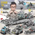 thumbnail image 1 of WW2 Military Ship Aircraft Cruiser Building Blocks Army  Weapon Warship Bricks Model Toys for Children's Kid Christmas Gift, 1 of 6