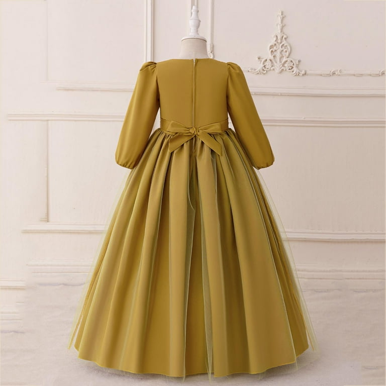 Tqyyweavej Girls Muslim Dresses Middle Eastern Banquet Long Sleeve Princess Evening  Dress Exquisite Embroidered Crew-Neck Performance Dress 4-8Y - Walmart.com