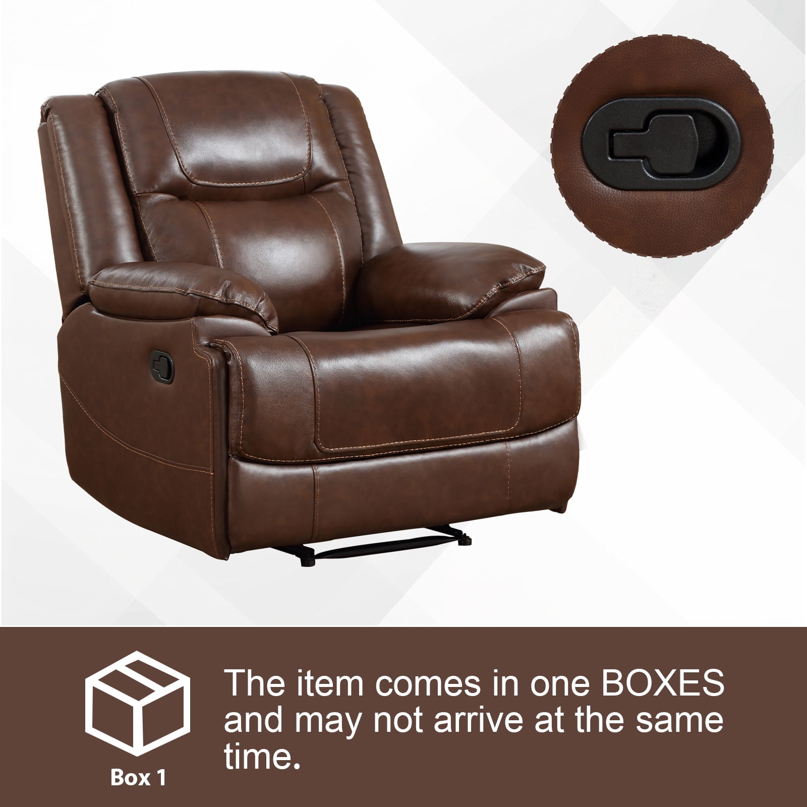 Bonzy Home 37.4" Wide Genuine Leather Manual Zero Headroom Recliner Home Theater