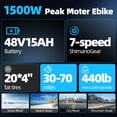 thumbnail image 5 of Deepower K3 Electric Bike for Adults, 1500W Peak Motor 28MPH Electric Bike, 48V 15Ah Removable Battery 20"x4.0 Fat Tire Ebike, Dual Suspension 7-Speed Moped Bicycle, UL 2849 Certified, 5 of 9