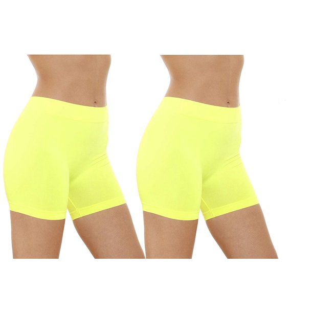 Gilbin's 2 Pack Women's Seamless Stretch Yoga Exercise Shorts (Yellow