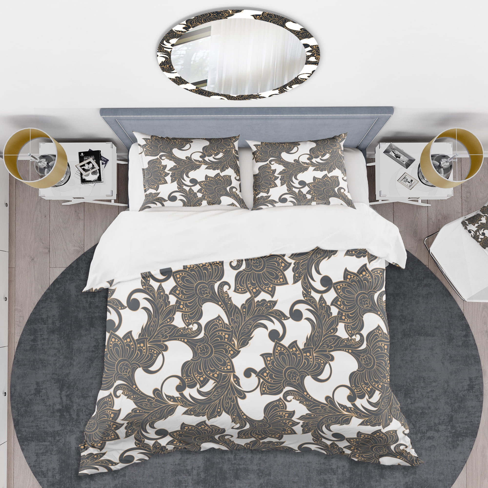 Designart 'Retro Indian Floral Batik I' Mid-Century Modern Duvet Cover Set