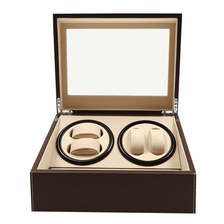 Watch Display Box 6-Slot Watch Winder Box 4-Winder Display Case with Automatic Rotation for Mechanical Watches