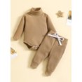 thumbnail image 2 of FOCUSNORM Newborn Baby 2 Pcs Fall Clothes Pants Set Baby Girl Boy Winter Ribbed High Neck Romper Pants Outfits Infant Clothing, 2 of 9