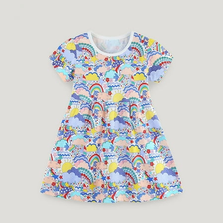 

Clearance Sale Dihao Dresses for Toddler Girls 2-7Years Children s New Europe and The United States Wind Girls Dress Printed Girls Floral Princess Skirt
