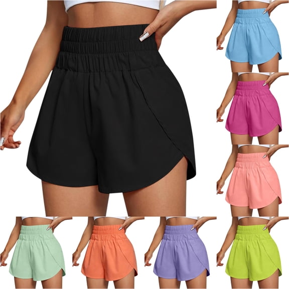 WERYOUNG Women's Sports Shorts Running Quick Drying Workout Shorts Elastic Waist Athletic Yoga Shorts Soft Bottom L