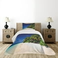thumbnail image 4 of Ambesonne Beach Quilted Bedspread Set 2 Pcs, Sandy Coastline Surreal, Twin Size, Lime Green Blue Cream, 4 of 5