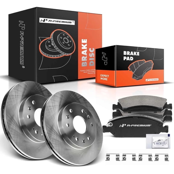 A-Premium 12.99 inch (6-Lug) Front Vented Disc Brake Rotors   Ceramic Brake Pads Kit Compatible with Cadillac, Chevy and GMC Models - Escalade, Avalanche, Silverado, Suburban, Tahoe, Express, Sierra