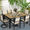 Brown-beige, variant on Patio Dining Set, Enyopro 7 Piece Outdoor Dining Set for 6, Patio Dining Furniture set with Swivel Textilence Chairs and Dining Table, for Garden Patio Backyard, Blue