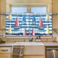 thumbnail image 2 of Yayeee Kitchen Curtains Tier Set of 2 Light Filtering 57"x24" Over Sink Window Panels, Green Sailboats, 2 of 7