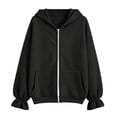 thumbnail image 4 of Vividxx Hoodies For Girls Solid Color Zip Up Hoodie With Front Pocket For Kids Cozy Casual Hooded Sweatshirt Everyday Wear Lightweight Streetwear 14-15 Years, 4 of 4