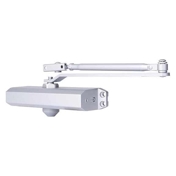 - Heavy Duty Door Closer, Aluminum Finish - Adjustable from Size 1 to Size 5 with a 180-Degree Opening Range