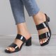 thumbnail image 1 of 2023 zapatos de mujer sandalias de verano de tacón medio grueso nueva moda Sexy cabeza cuadrada sandalias de tacón alto con punta abierta zapatos de mujer 39 Gao Jinjia LED, 1 of 2