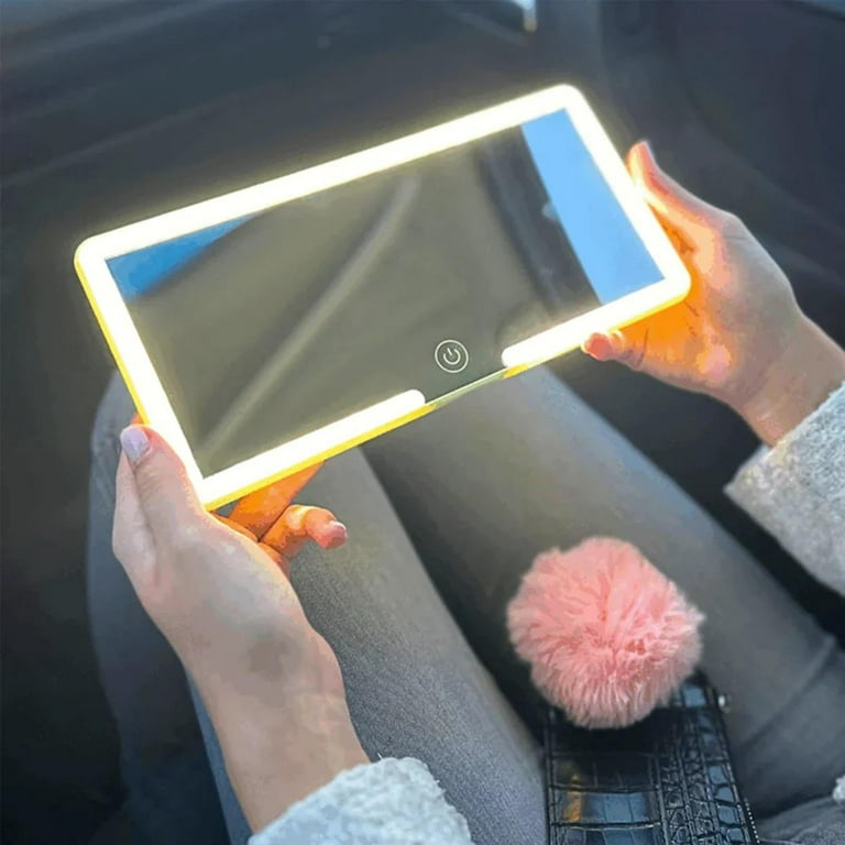 TyTqxy Car Sun Visor Vanity Mirror, Car Vanity Mirror with Lights, Rechargeable Car Mirror Dimmable Touch Control Travel Makeup Mirror for Car Truck Suv
