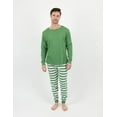 thumbnail image 3 of Leveret Mens Two Piece Cotton Pajamas Striped Green and White XL, 3 of 3