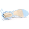 thumbnail image 2 of BLISSFUL STEP Women's Shoes Clear Strap Lace Up Open Toe Chunky Heel Dress Sandals Blue 7.5, 2 of 7