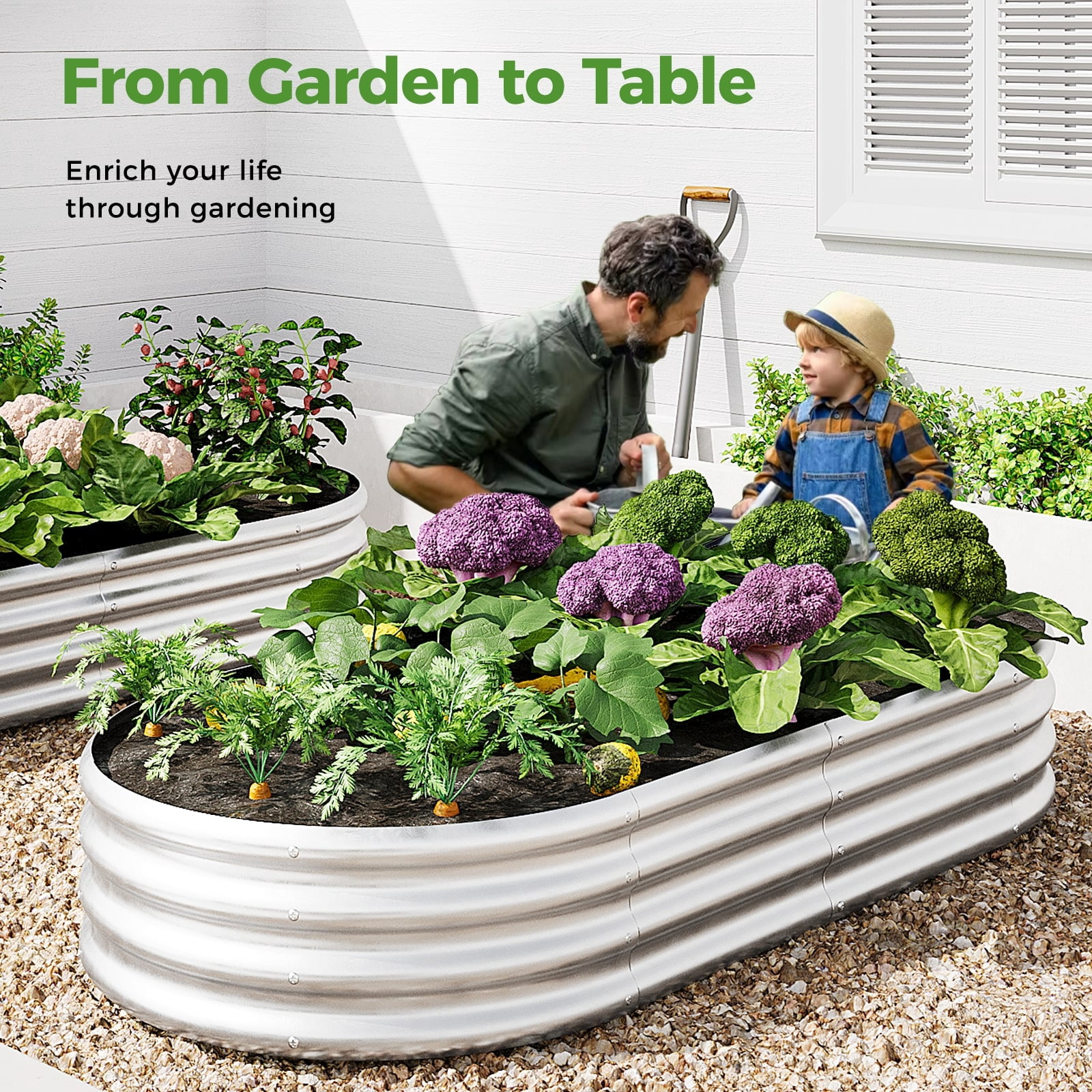 JF 2 Pcs Raised Garden Bed,Galvanized Raised 6×3×1ft Planter Boxes Outdoor with Easy Assembly, Large Garden Bed for Vegetables, Fruits, Flower