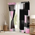 thumbnail image 3 of Feelyou Chic Geometric Abstract Black Out Curtains, Pink Square Rectangle Curtains Pack of 2 (42x63 Each), Teen Kid Child Adult Bedroom Curtains, Blackout Curtains Home Decor, 3 of 6