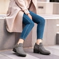 thumbnail image 6 of Ecetana Women's Chunky Low Heel Ankle Boots Round Toe Leather Western Short Booties with Side Zipper, 6 of 7