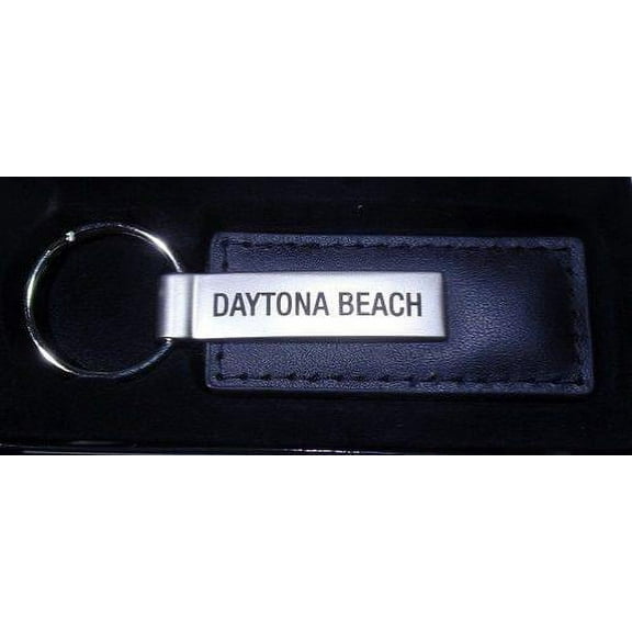 Stylish Daytona Beach Black Leather Keychain