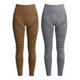 thumbnail image 3 of felwors 2 Pack High Waist Compression Leggings for Women 3D Textured Push Up Yoga Pants Coffee for Size S, 3 of 3