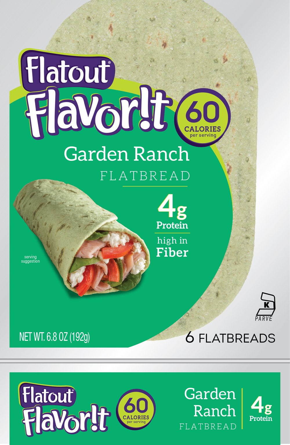 FLATOUT Flatbread Flavorit GARDEN RANCH (4 Packs of 6 Flatbreads