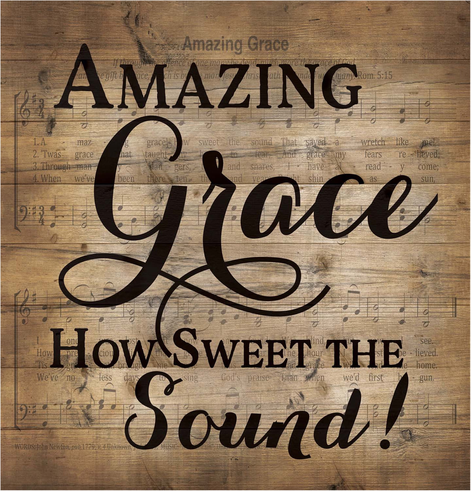 Amazing Grace Sheet Music Design 12 x 12 Wood Lath Wall Art Sign Plaque
