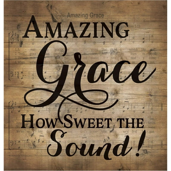 Amazing Grace Sheet Music Design 12 x 12 Wood Lath Wall Art Sign Plaque