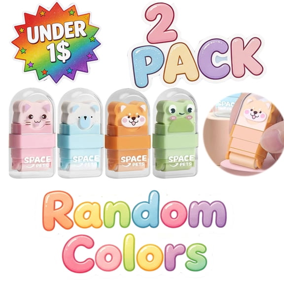 FEOLGEHLY 2PCS Animal Erasers, Pencil Eraser, Under 1$ Eraser for Office Exam , Pencil Erasers for Writing Drawing, Office Supplies, Stationery, Clean Erasing, Novelty Design (Random Colors)