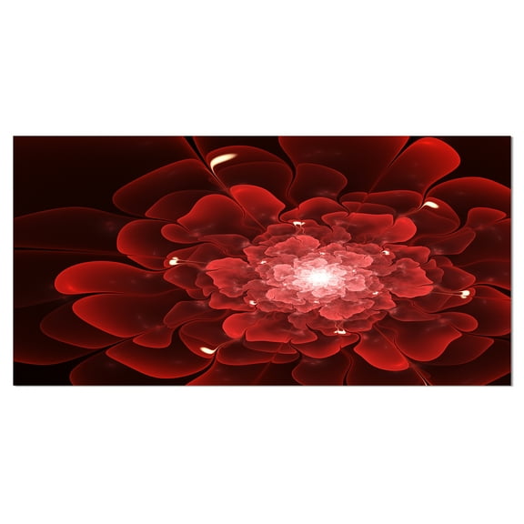 Designart 'Fractal Flower Clear Red Digital Art ' Floral Canvas Art Print