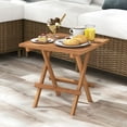 thumbnail image 3 of PetFurnishn 2 PCS Folding Side Table Teak Wood Square Slatted Tabletop Portable Picnic, 3 of 8