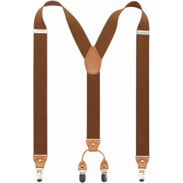 Timiot Men’s Y-Back 4 Metal Clip Elastic Wide Suspenders Perfect For Both Casual&Formal