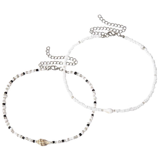 Adjustable Beaded Shell Choker Necklace for Women – Bohemian Style Summer Holiday Beach Jewelry Set of 2