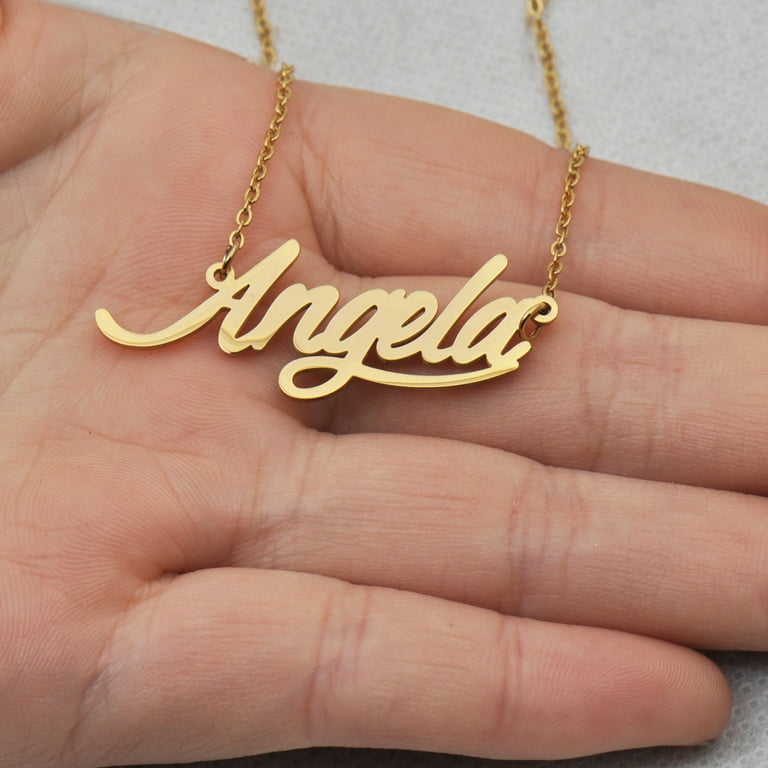 18k Gold Plated Angela Name Necklace Novelty Jewelry for Girls Womens