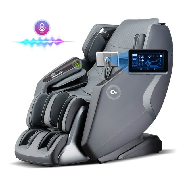 Costway 4D SL-Track Full Body Massage Chair with Zero-Gravity Design, Heated Shawl, Gray