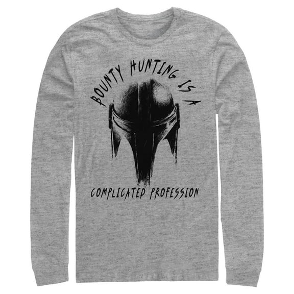 Men's Star Wars: The Mandalorian Complicated Profession Long Sleeve Shirt Athletic Heather 2X Large