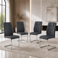 thumbnail image 3 of JUFU Modern Black Dining Chairs Set of 4, Faux Leather High Back with Chrome Legs, 3 of 7
