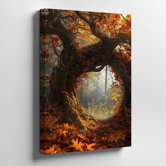 Autumn Forest Sunlight Wall Art Print, Nature Landscape Decor