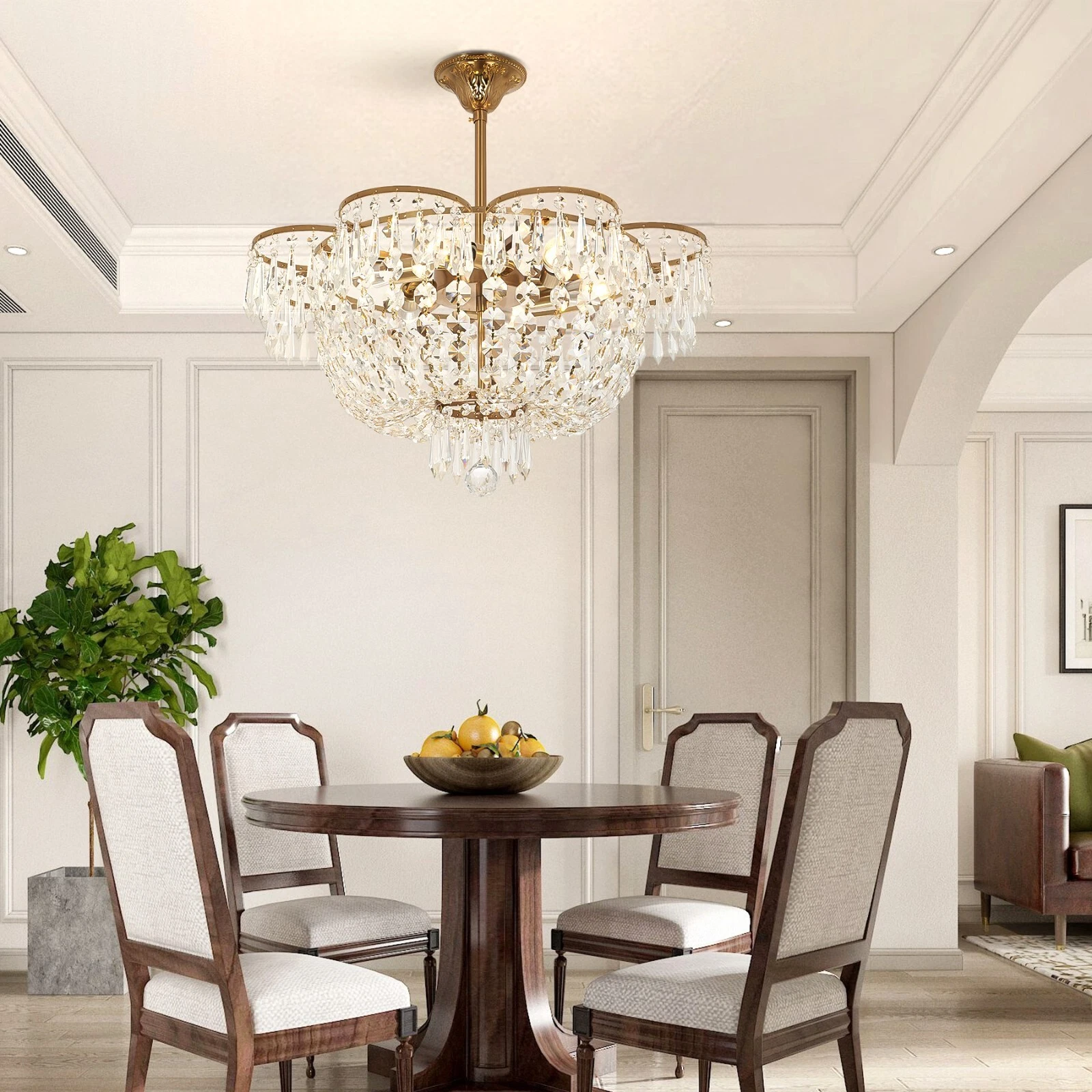 LUOLAX 23.6" Luxury Crystal Chandelier 6-Light Ceiling Fixtures Pendant Lamp Lighting