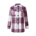 thumbnail image 4 of Summer Saving Clearance AXXD Shacket Jacket Women Plus Size Plaid Woolen Long Sleeve Pocket Wool Printed Slim Shackets Jacket Red Size M(Us:6), 4 of 9