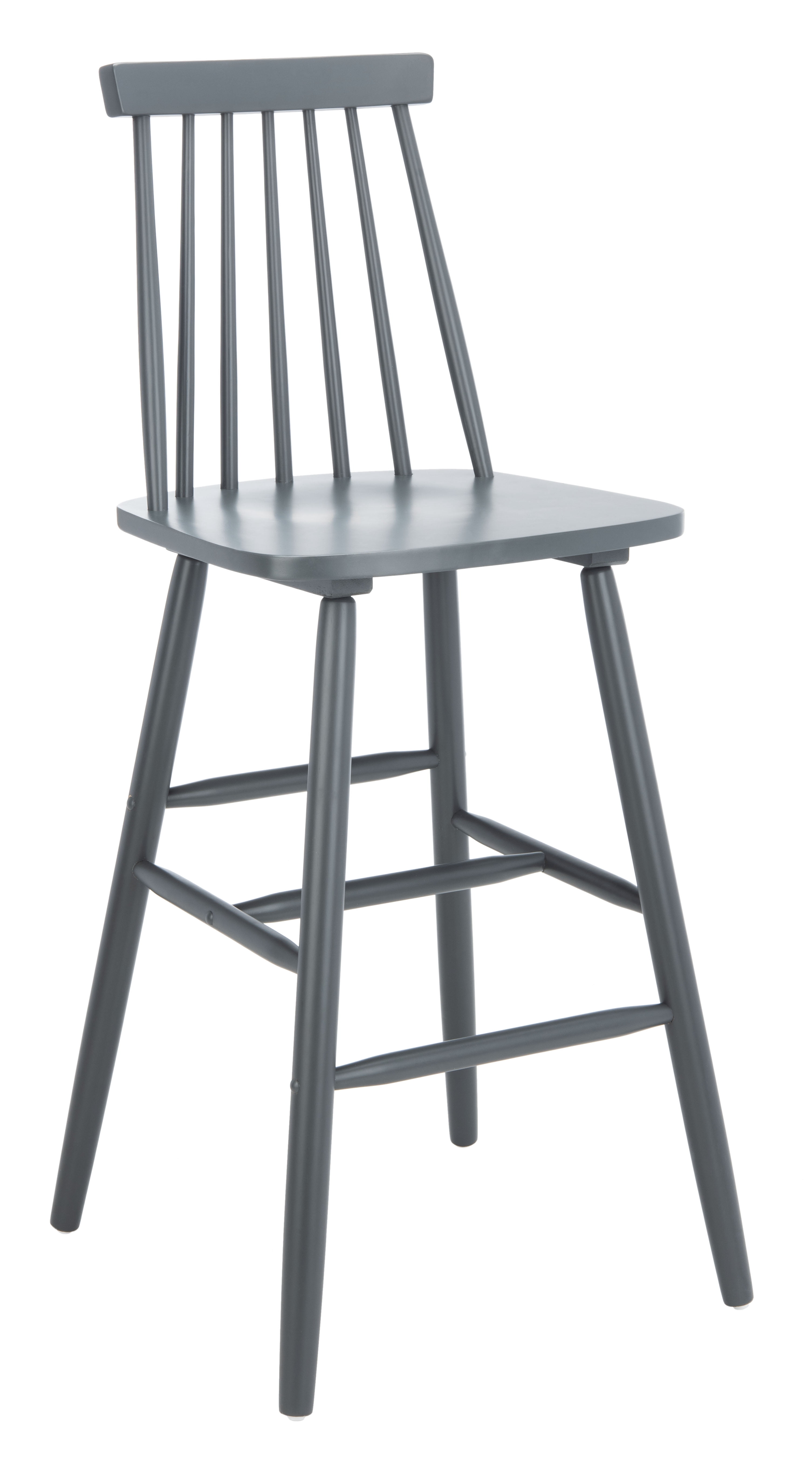 SAFAVIEH Beaufort Solid Spindle Back Bar Stool with Footrest, Grey
